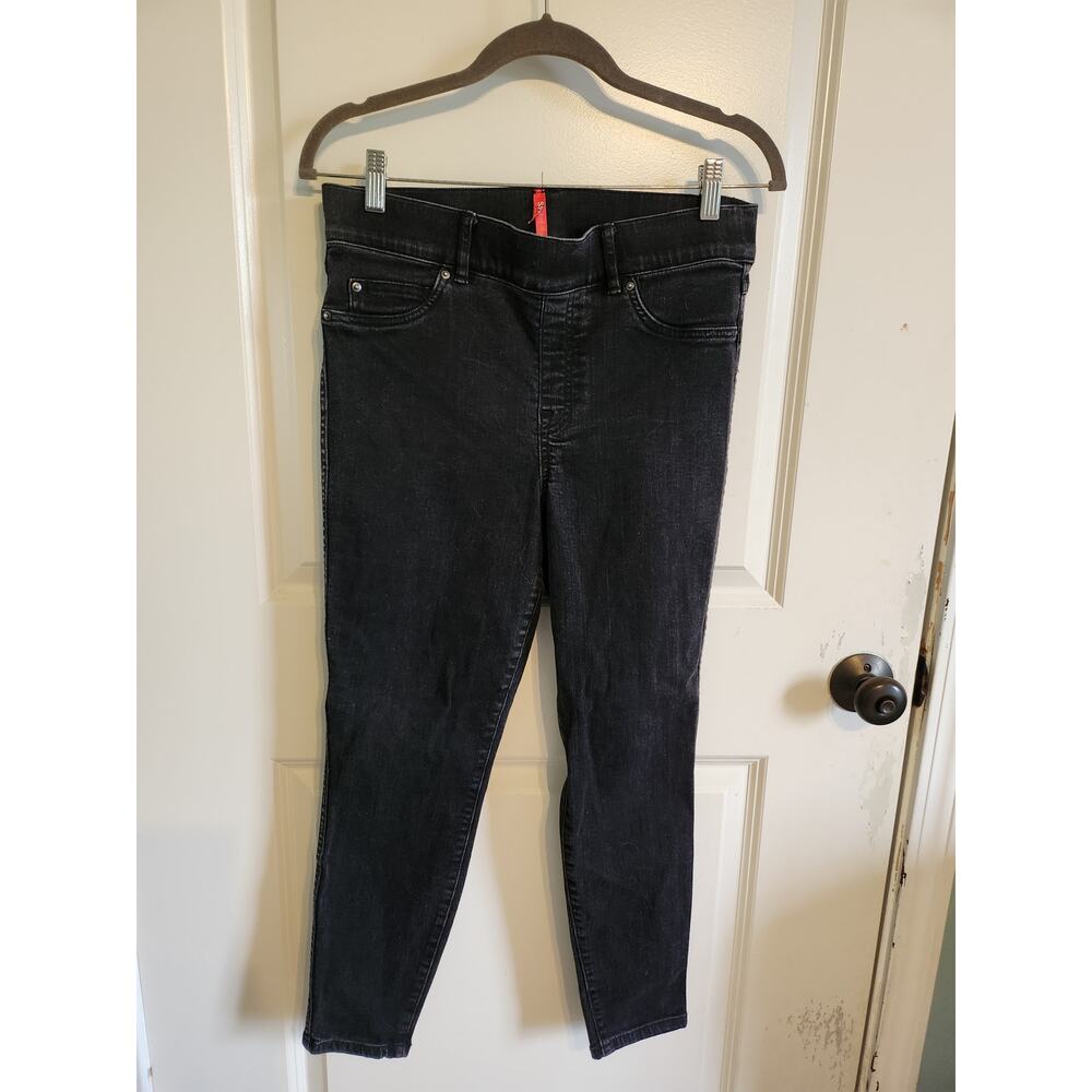 Spanx black denim super stretch skinny jeggings - Sz L Petite